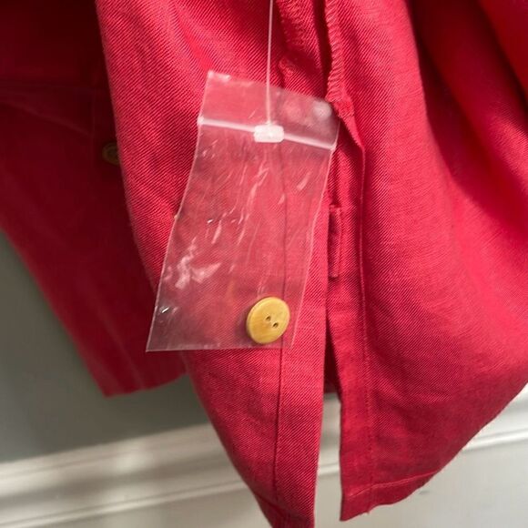 David Dart Woman 2X 100% linen v-neck sleeveless warm pink red - Picture 5 of 9